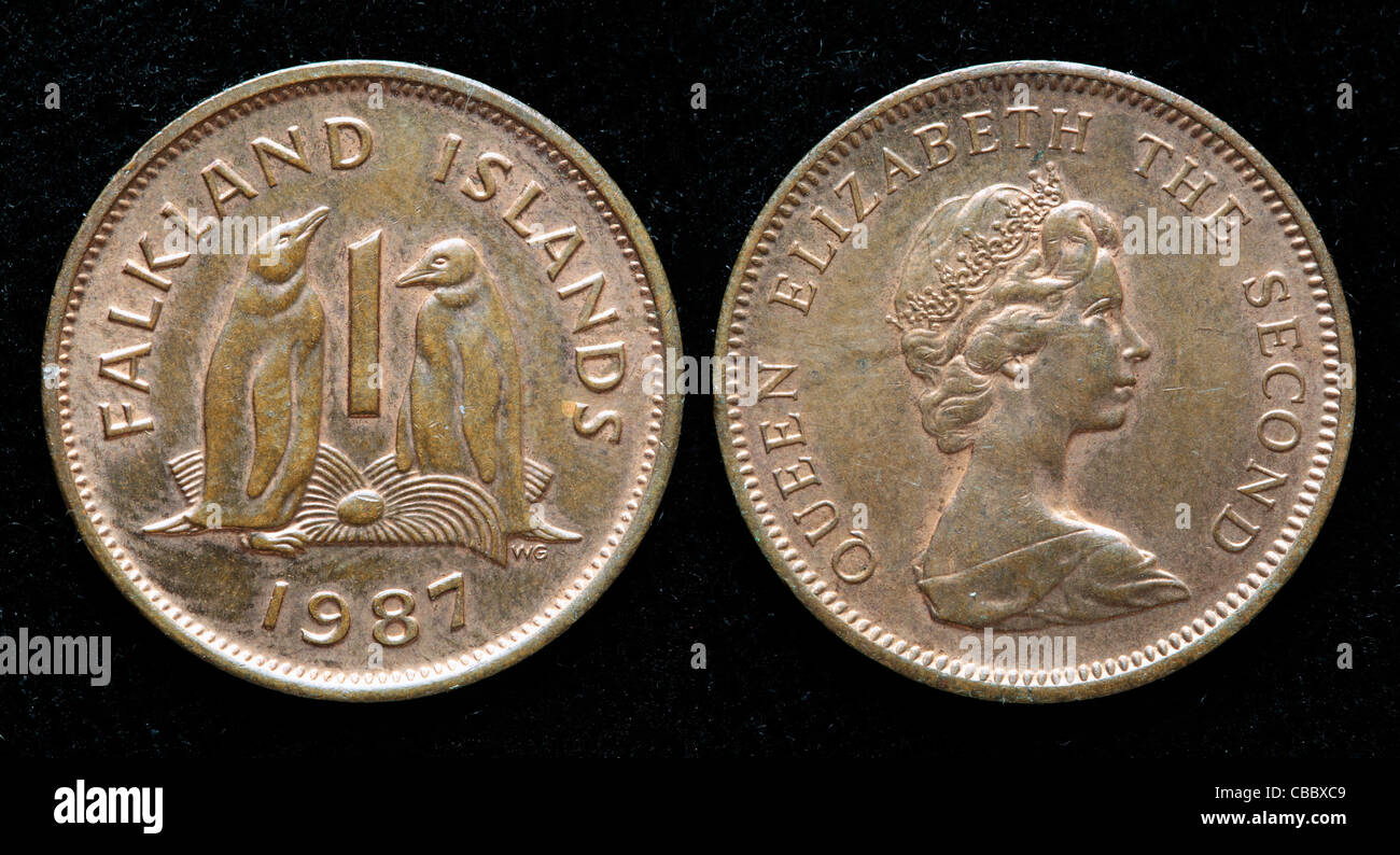 1 penny coin, Falkland islands, 1987 Stock Photo