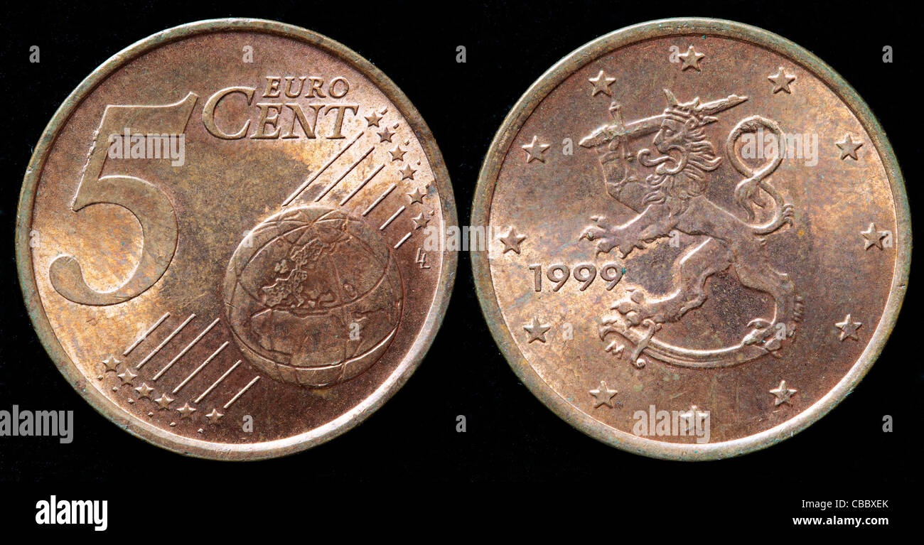 5 Euro cent coin, Finland, 1999 Stock Photo