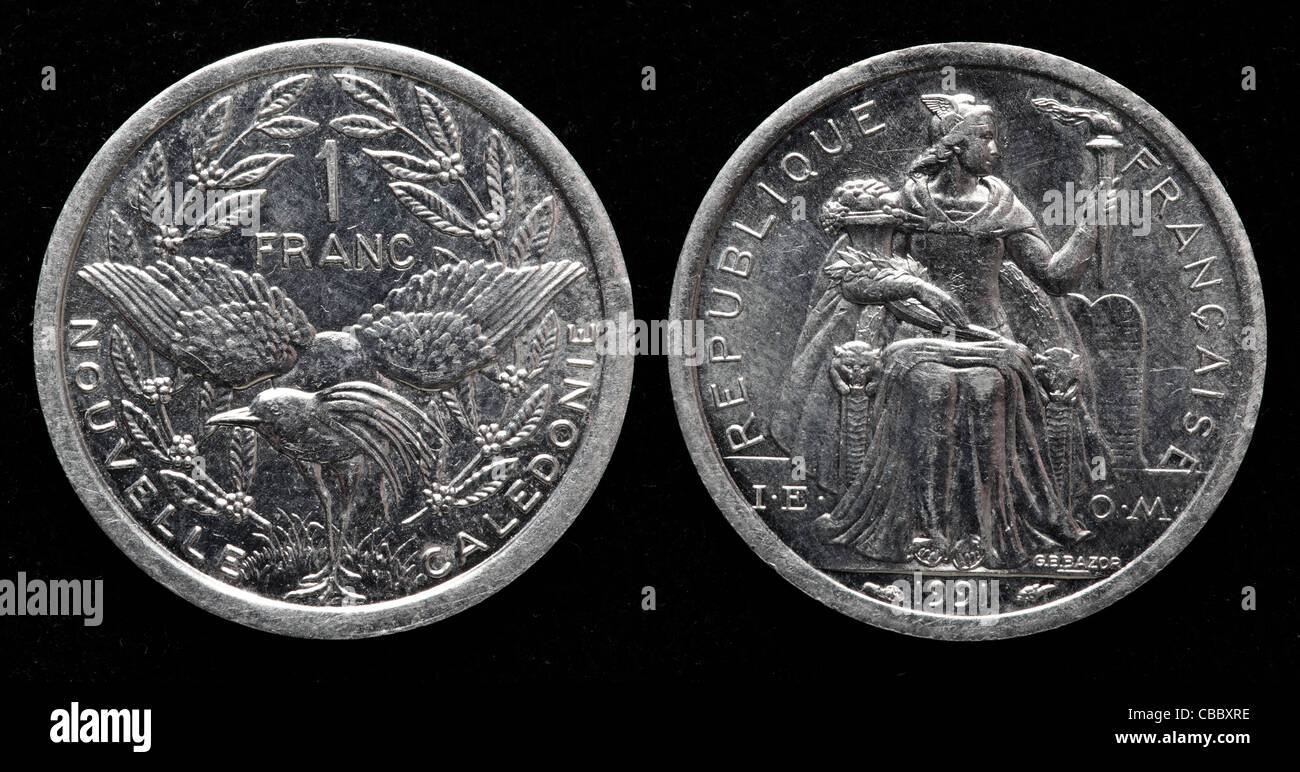 1 Franc coin, New Caledonia, 1991 Stock Photo