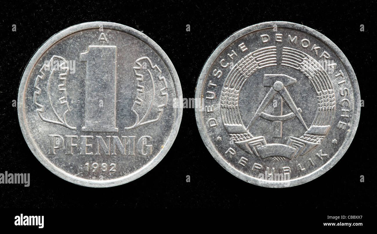 1 Pfennig coin, German Democratic Republic, 1982 Stock Photo