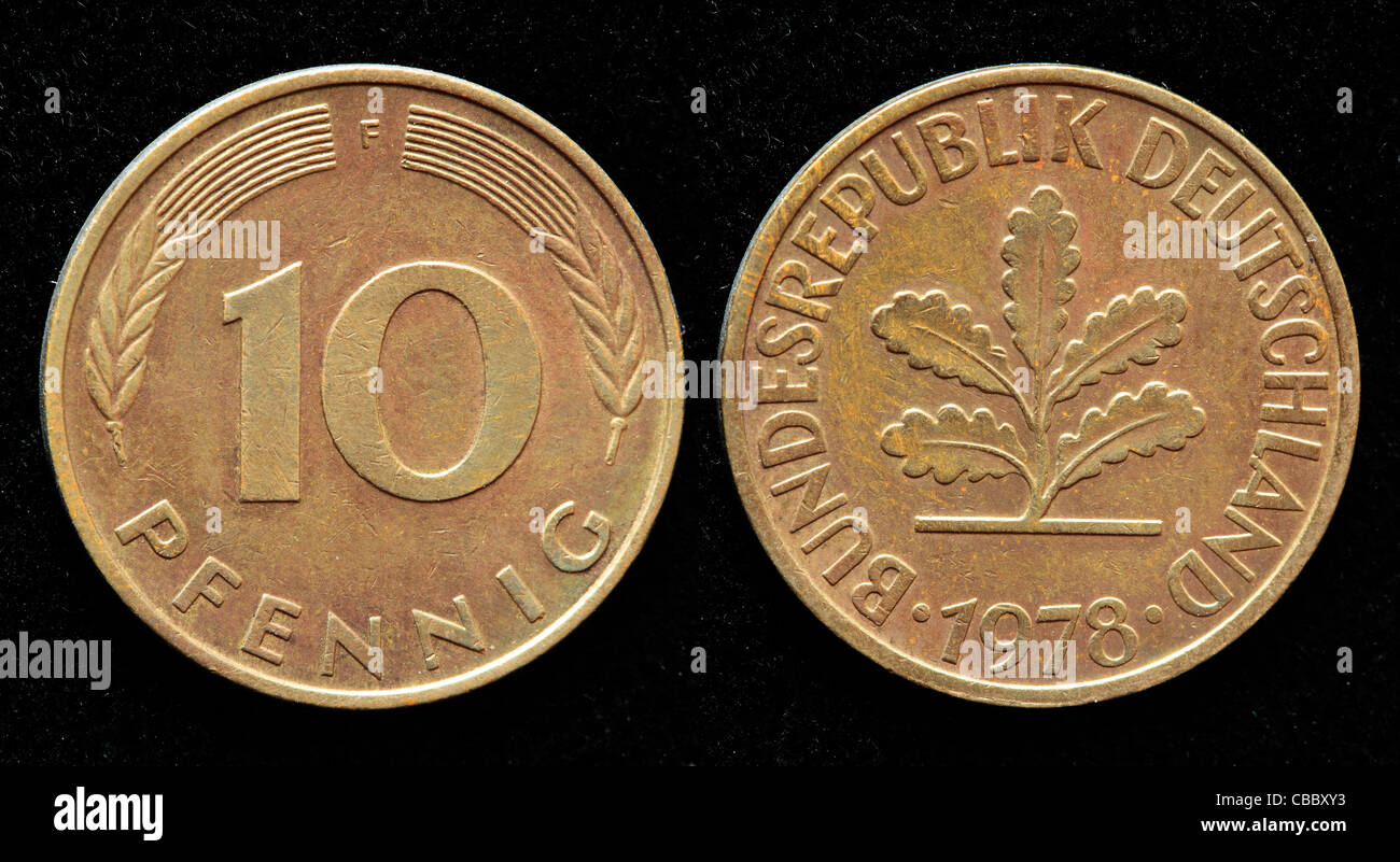 10 Pfennig coin, West Germany, 1978 Stock Photo