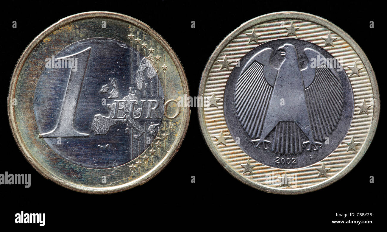 1 Euro coin, Germany, 2002 Stock Photo - Alamy