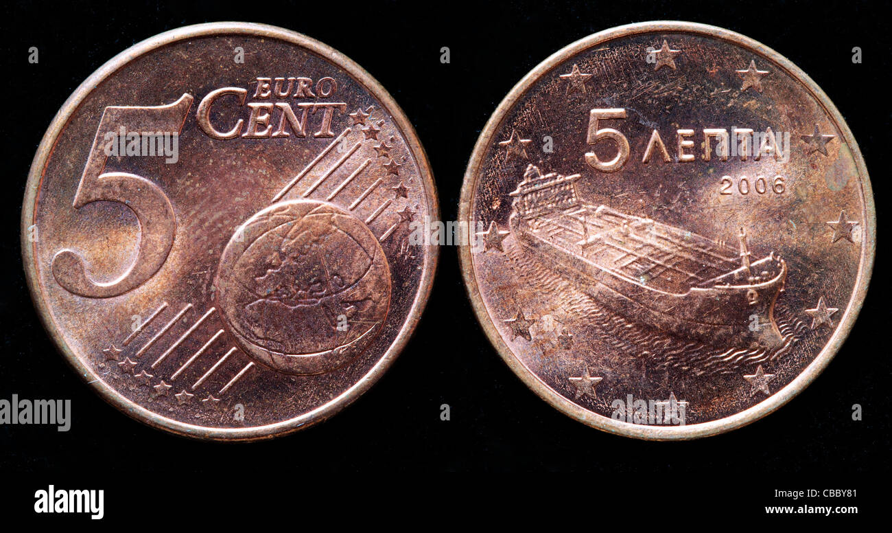 5 Euro cent coin, Greece, 2006 Stock Photo - Alamy