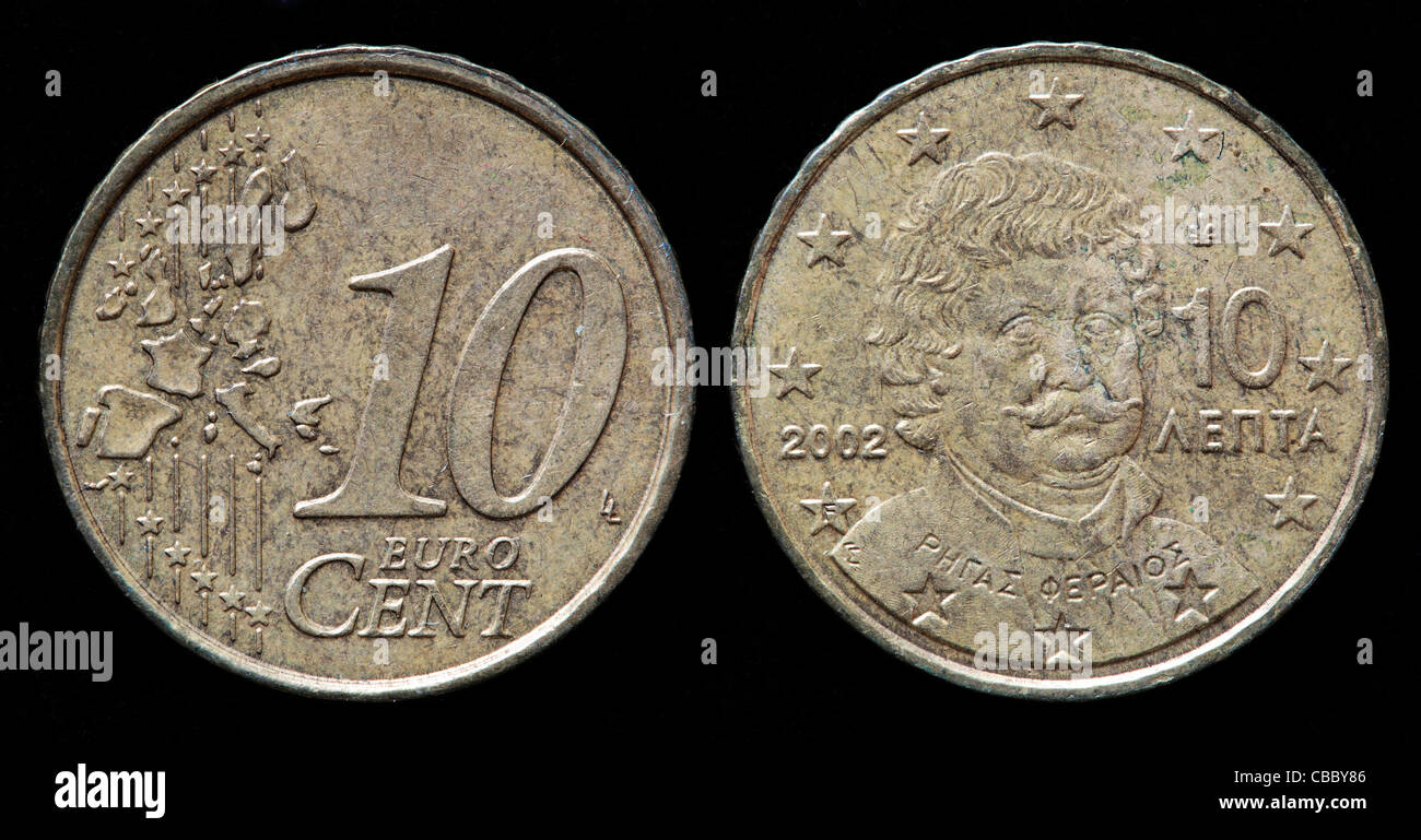 10 Euro cent coin, Greece, 2002 Stock Photo