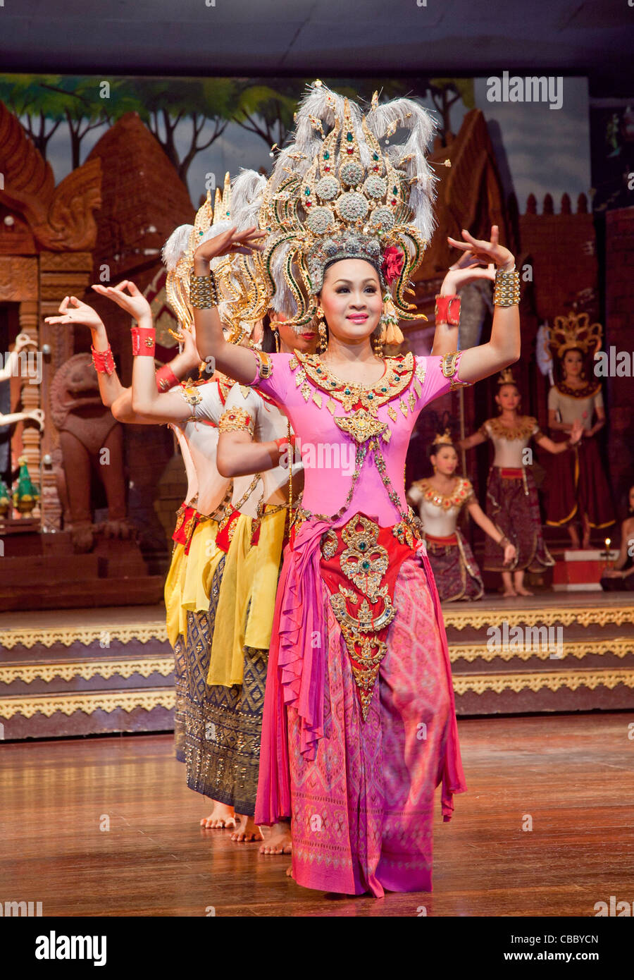 Thailand or Thai Ladyboy Transvestite Culture Dancers Stock Photo