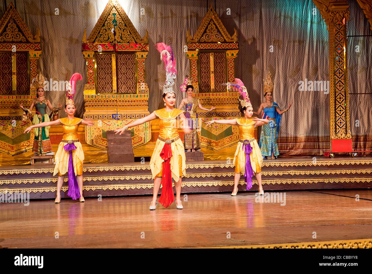 Thailand or Thai Ladyboy Transvestite Culture Dancers Stock Photo
