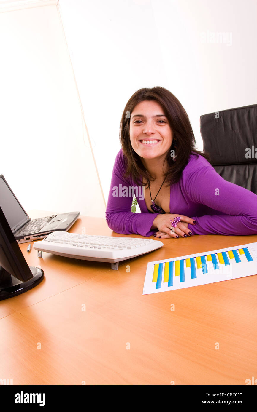 businesswoman working with the computer at her office Stock Photo - Alamy