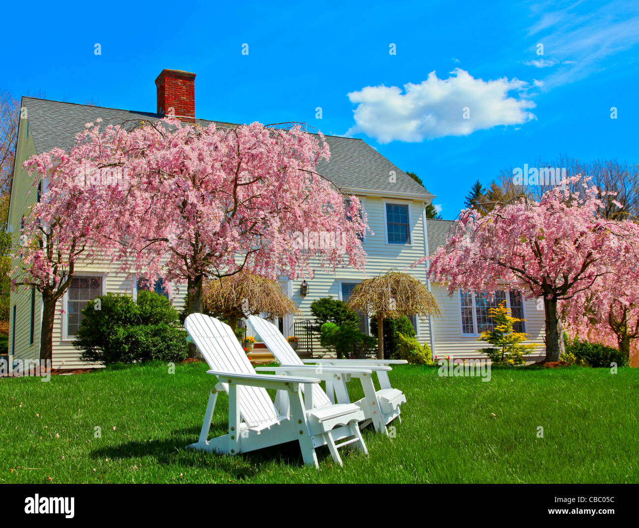 Adirondack chair blue sky hires stock photography and images Alamy