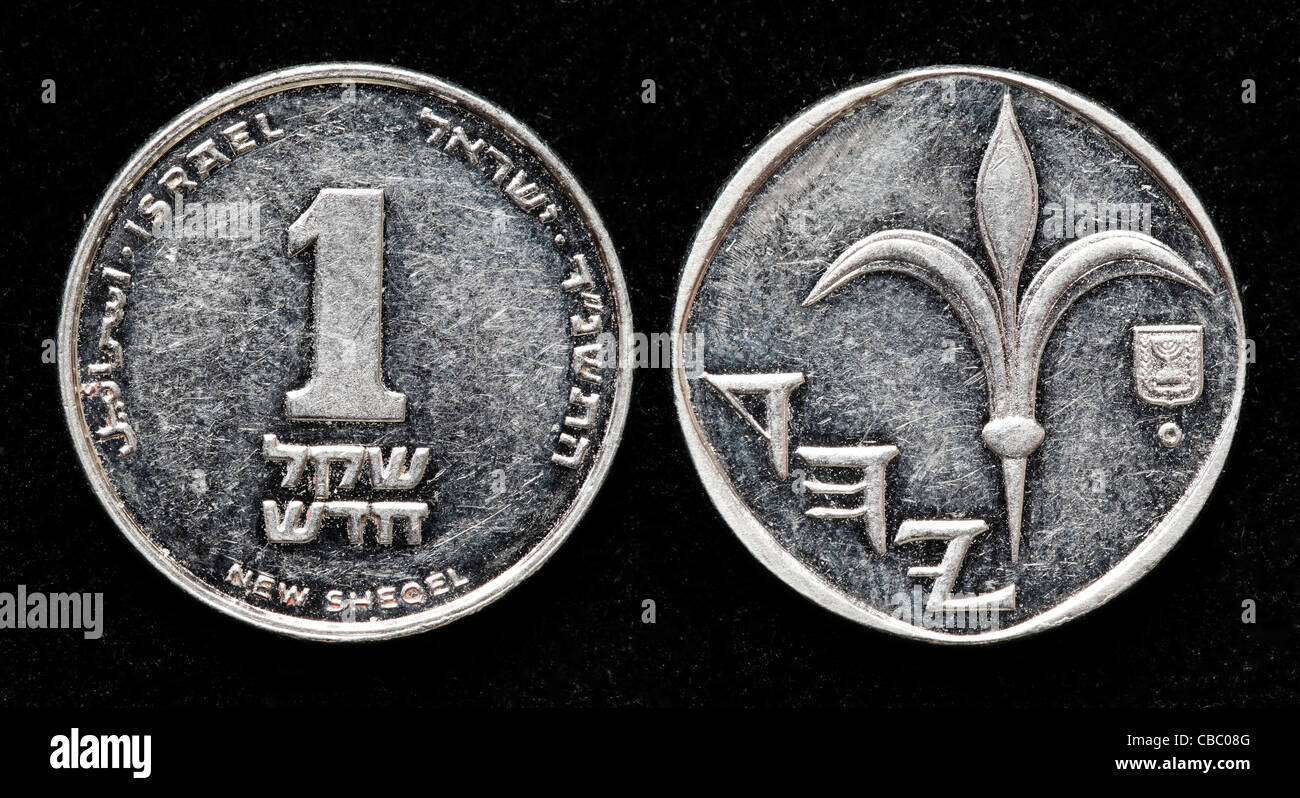 1 new Sheqel coin, Israel Stock Photo