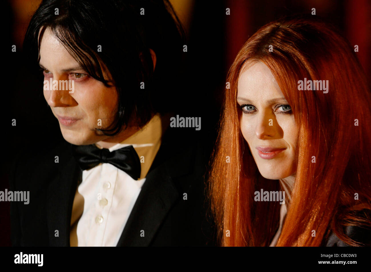 Jack White and Karen Elson attends the world premiere of 'Quantum of Solace' at Odeon Leicester Square. Stock Photo