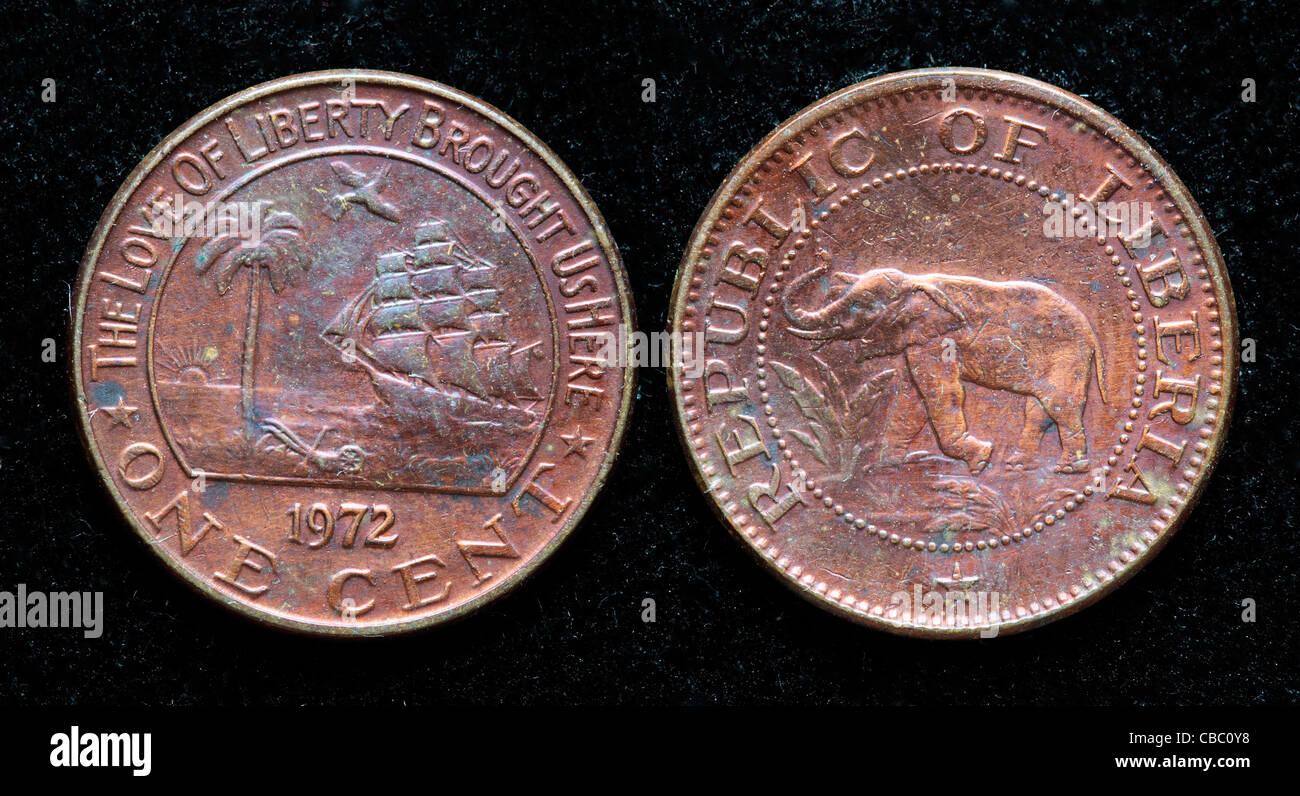 1 cent coin, Liberia, 1972 Stock Photo