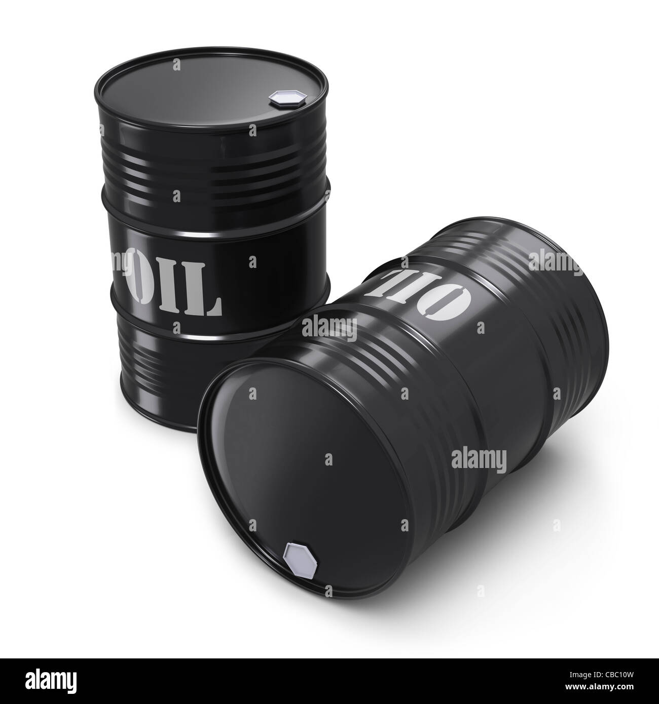 Two black oil barrels as an icon of petroleum wealth Stock Photo Alamy