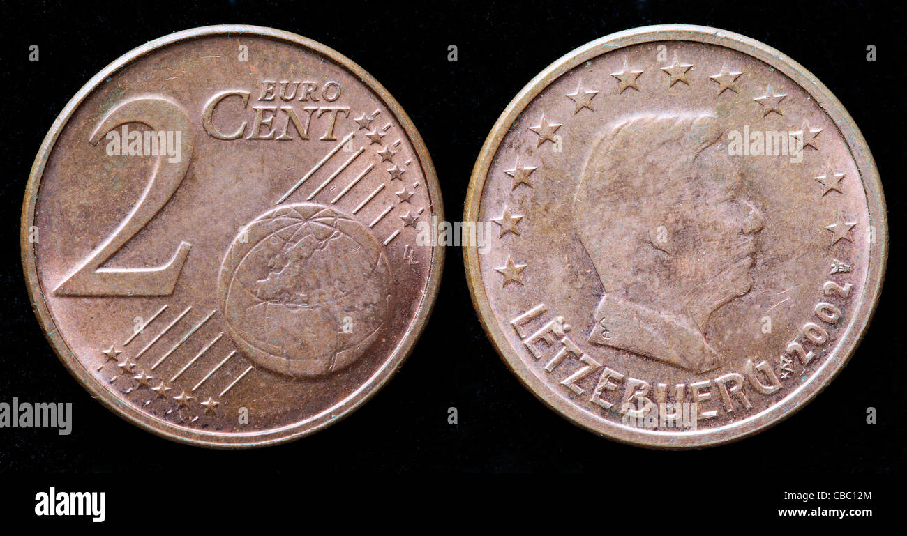 2 Euro cent coin, Luxembourg, 2002 Stock Photo