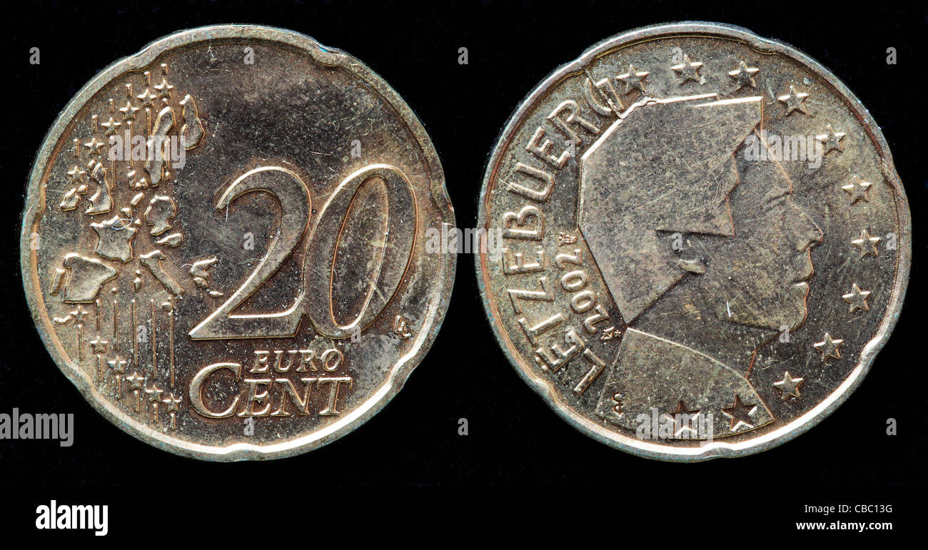 20 Euro cent coin, Luxembourg, 2002 Stock Photo