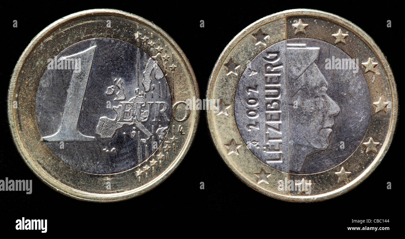 1 Euro coin, Luxembourg, 2002 Stock Photo