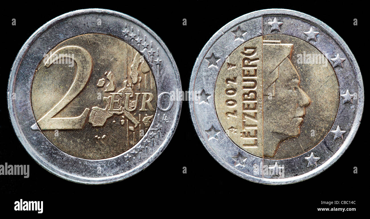 2 Euro coin, Luxembourg, 2002 Stock Photo