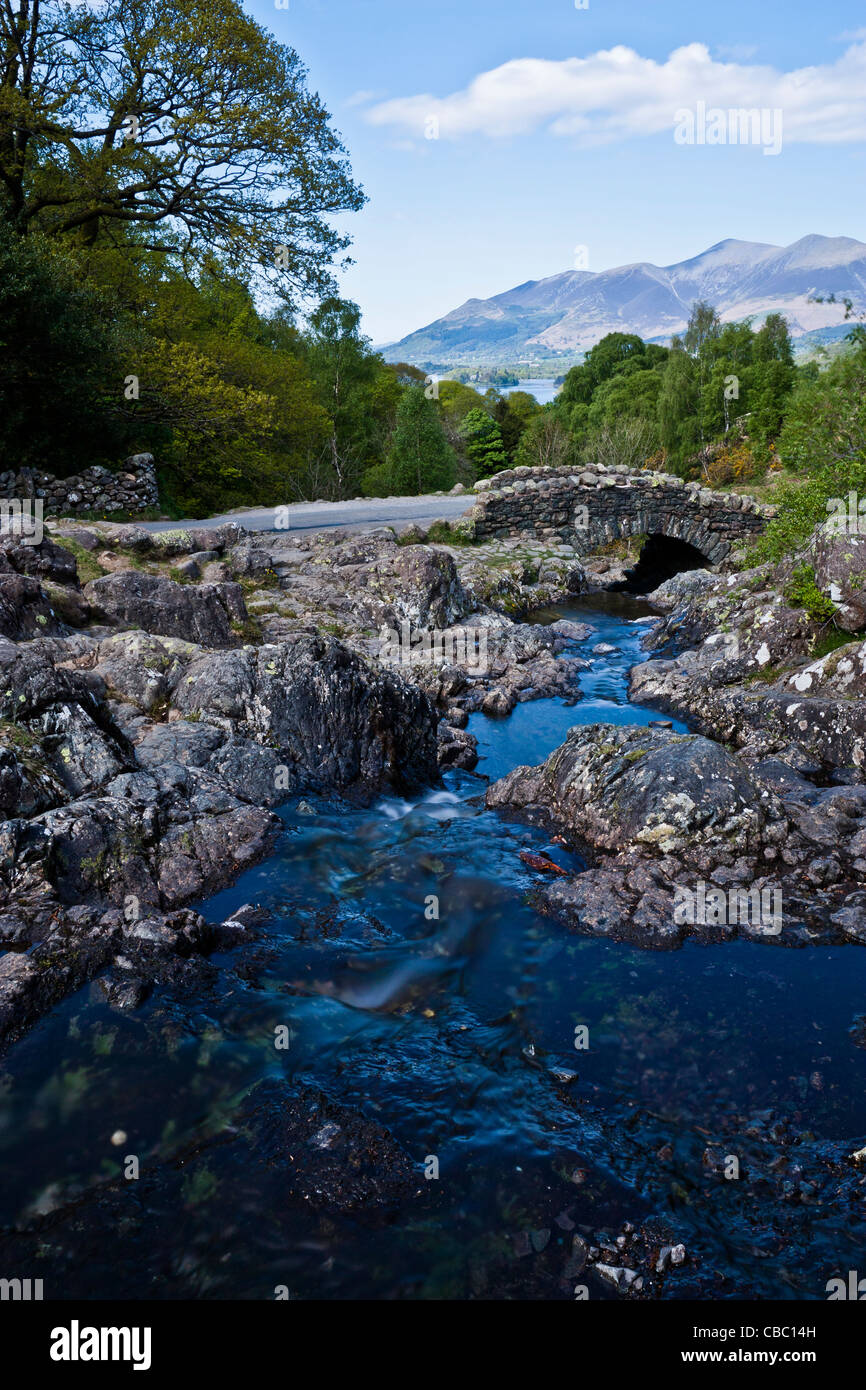 View of Ashness Bridge near Derwent Water, Borrowdale, Lake District Stock Photo