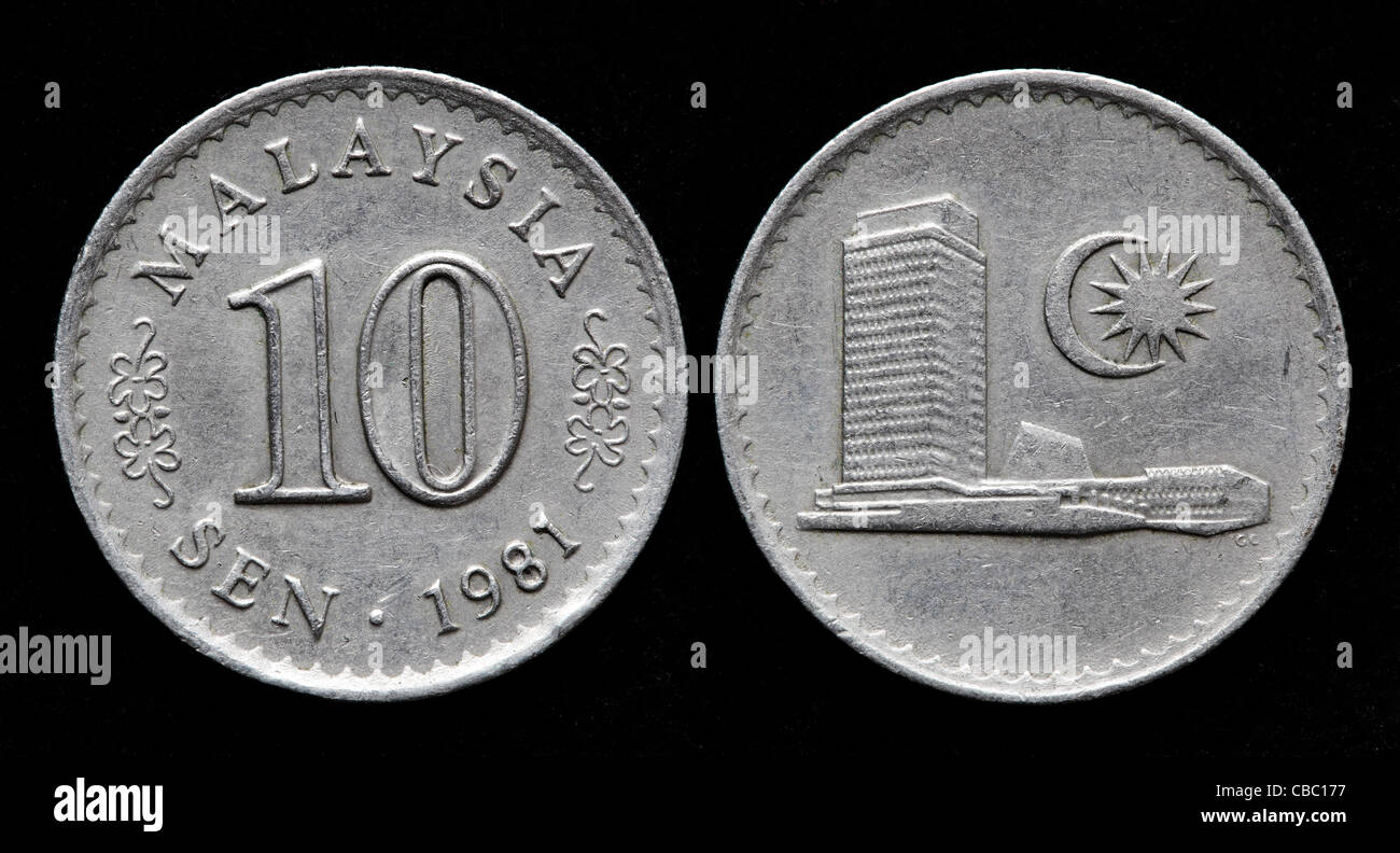10 Sen coin, Malaysia, 1981 Stock Photo