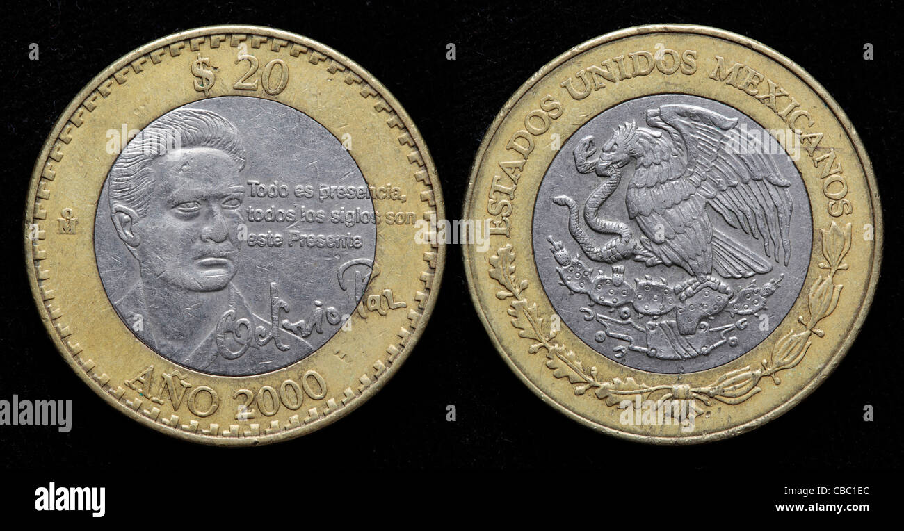 20 pesos coin, Mexico, 2000 Stock Photo