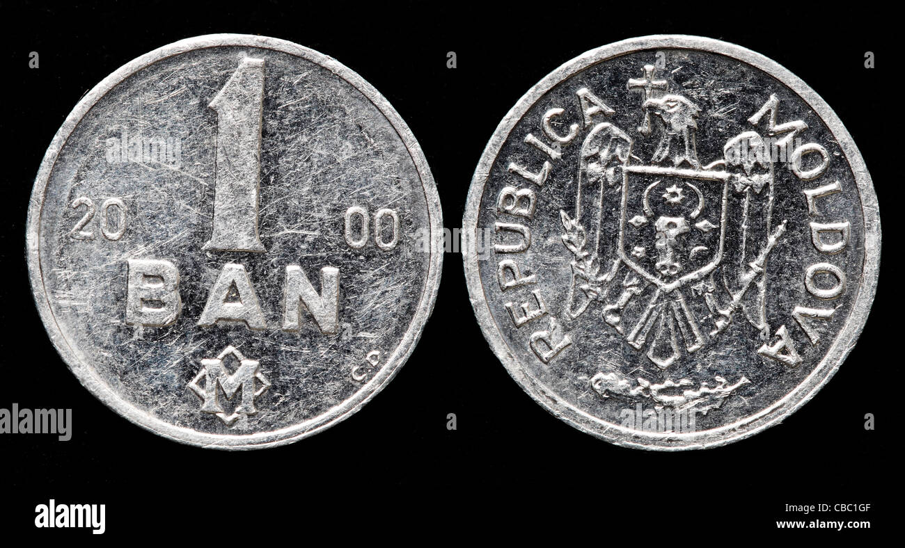 1 Ban coin, Moldova, 2000 Stock Photo