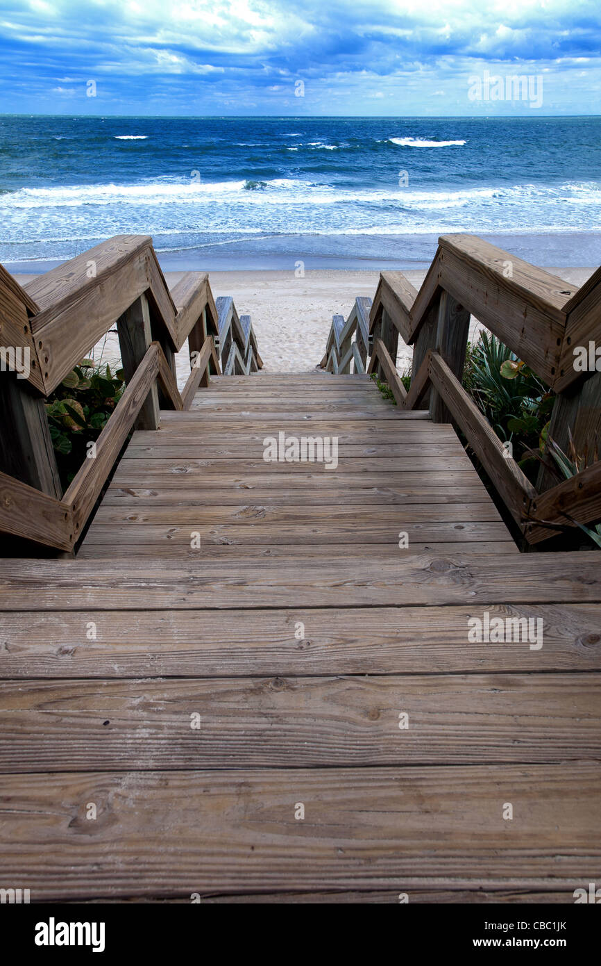 Stairs leading to the beach in Florida. Stock Photo