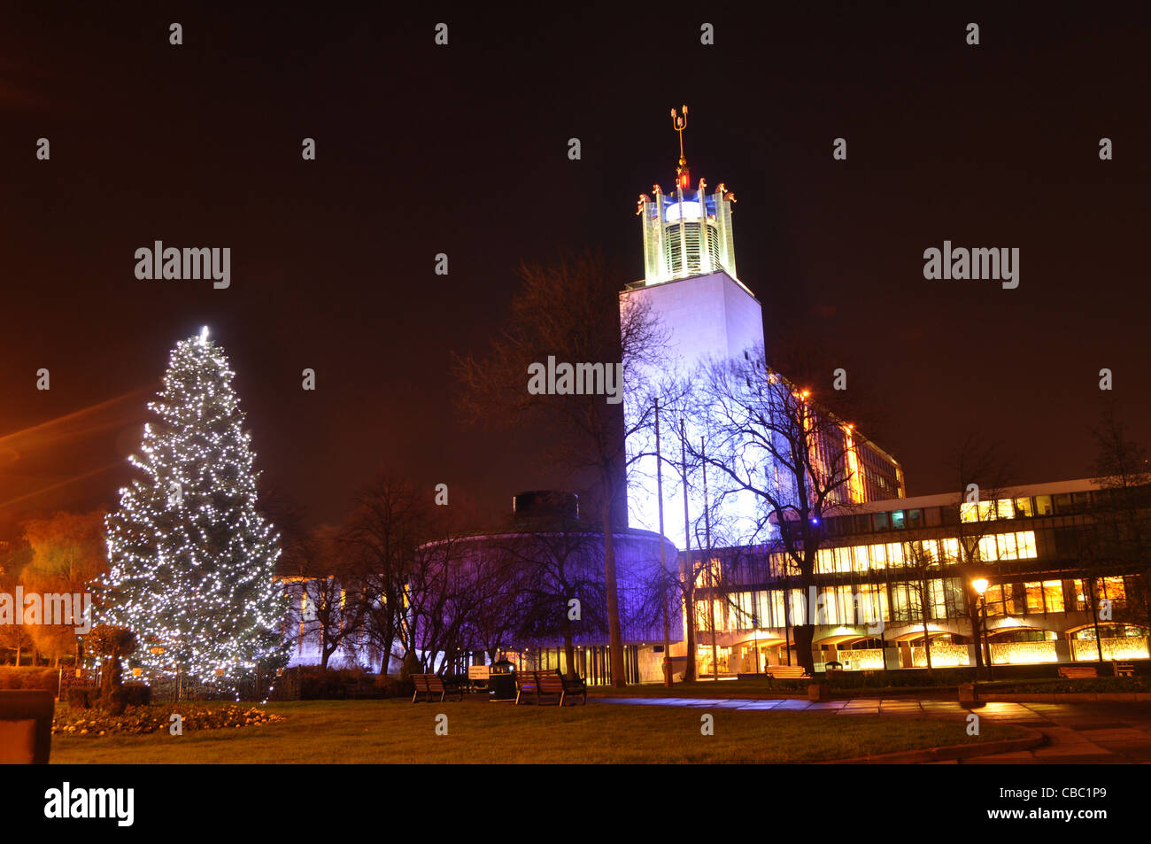 Newcastle Civic Centre Christmas tree Stock Photo