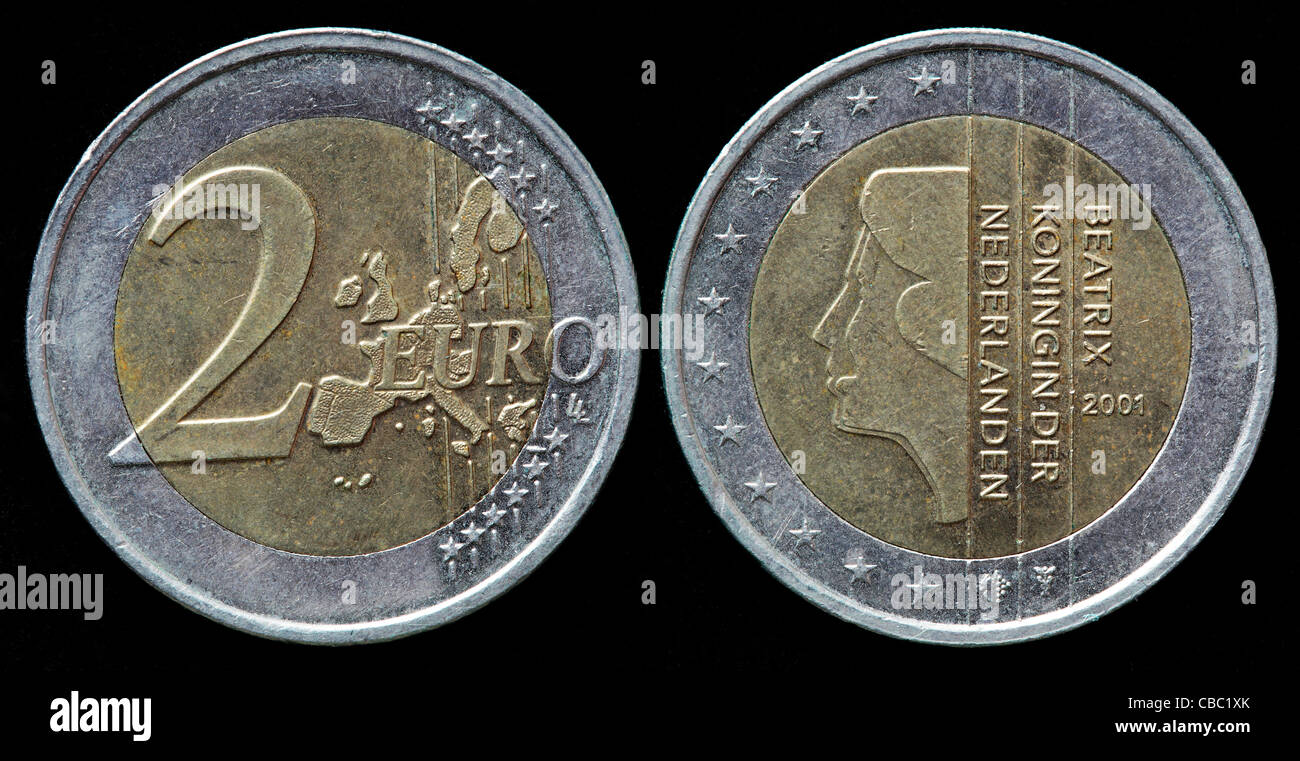 2 Euro coin, Netherlands, 2001 Stock Photo - Alamy