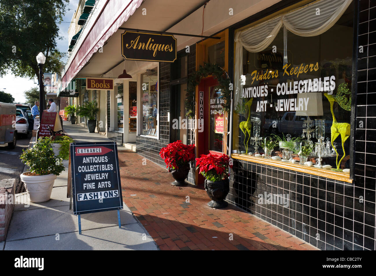 Shops on East Tarpon Avenue, Downtown Tarpon Springs, Gulf Coast Stock 