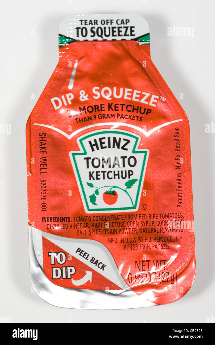 The new style of Heinz Ketchup packets Stock Photo Alamy