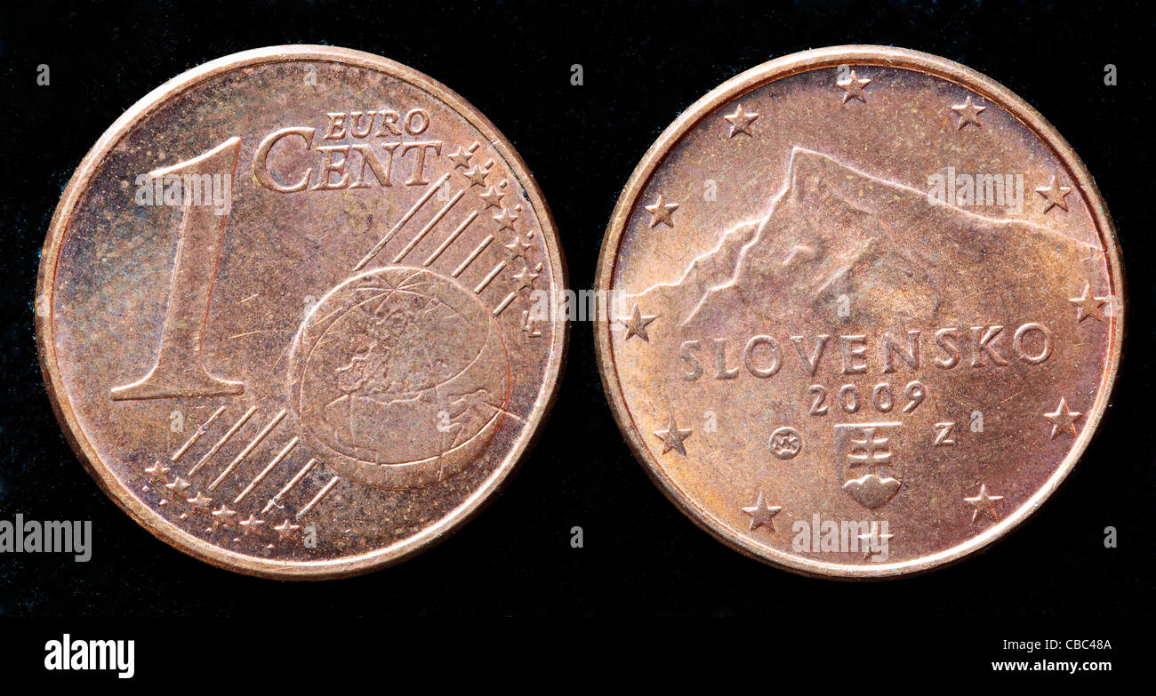 1 Euro cent coin, Slovakia, 2009 Stock Photo