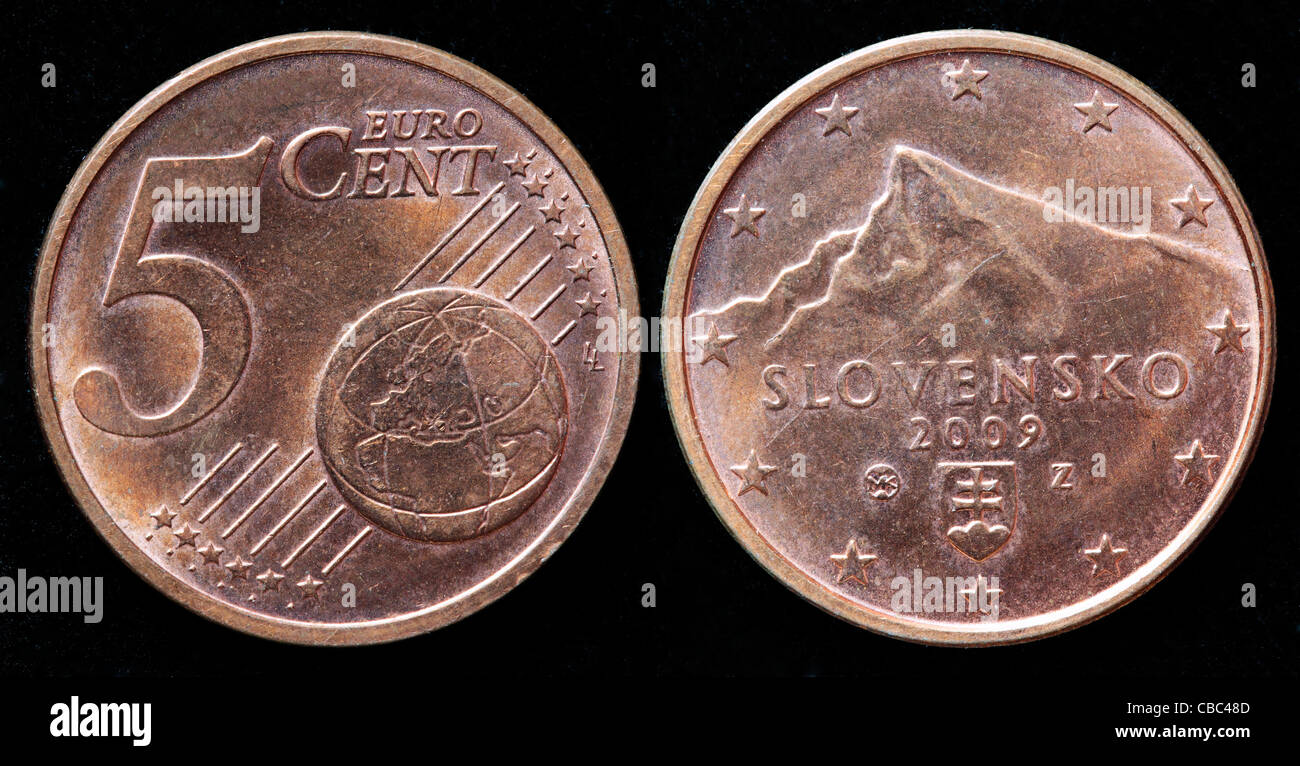 5 Euro cent coin, Slovakia, 2009 Stock Photo