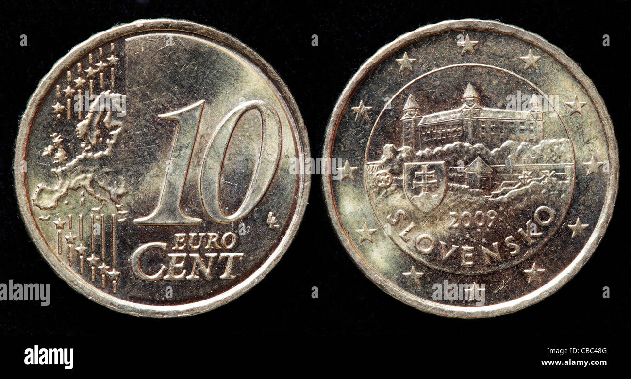 10 Euro cent coin, Slovakia, 2009 Stock Photo