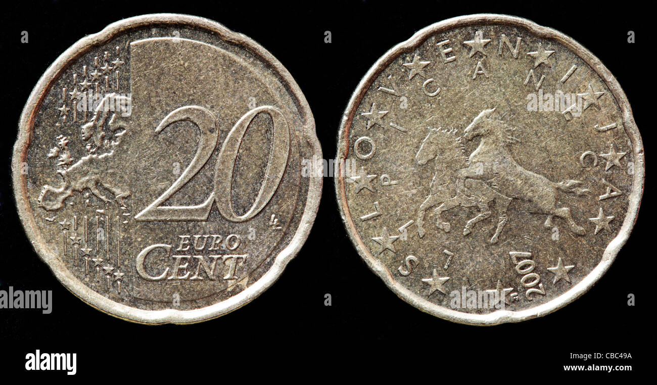 20 Euro cent coin, Slovenia, 2007 Stock Photo