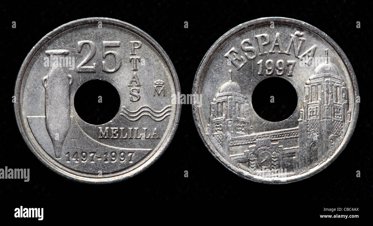25 Pesetas coin, Spain, 1997 Stock Photo