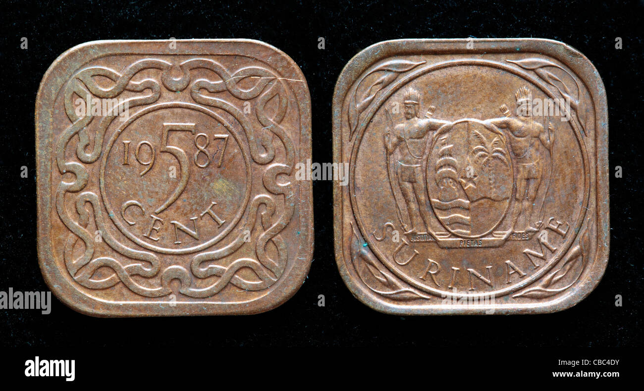 Suriname 5 cent 1988 square coin
