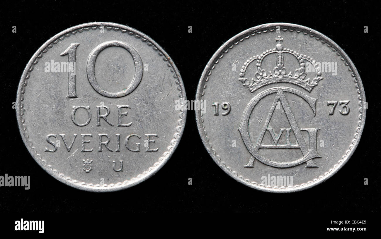 10 Ore coin, Sweden, 1973 Stock Photo