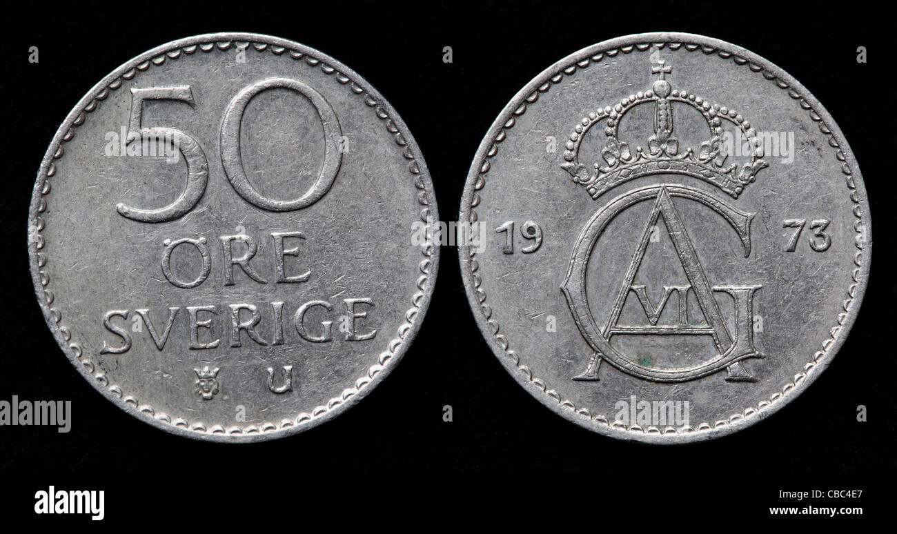 50 Ore coin, Sweden, 1975 Stock Photo