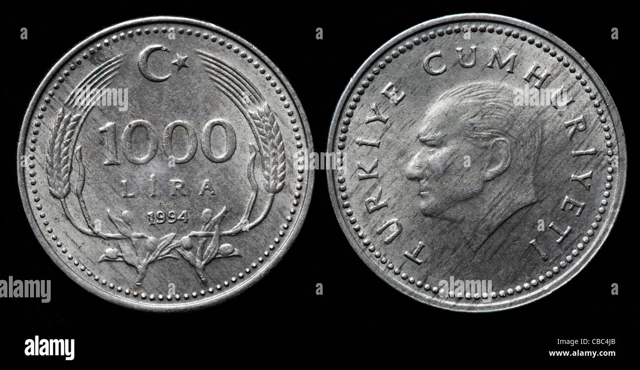 1000 Lira coin, Turkey, 1994 Stock Photo