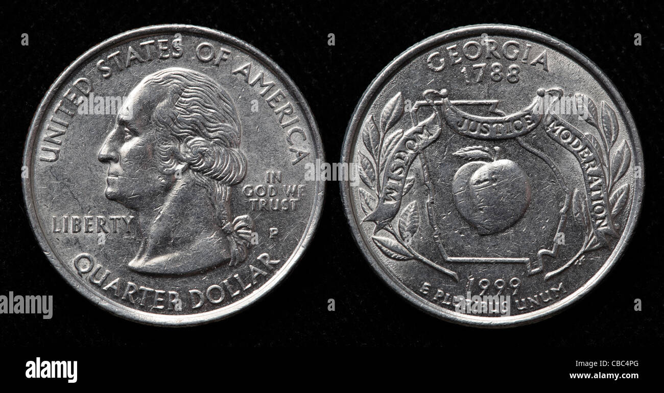 Quarter dollar coin, USA, 1999 Stock Photo