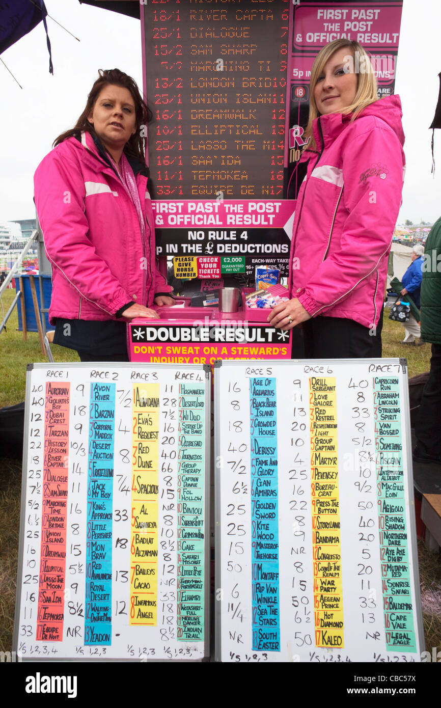 England, London, Annual Epsom Derby Horse Race, Tote Board Stock Photo