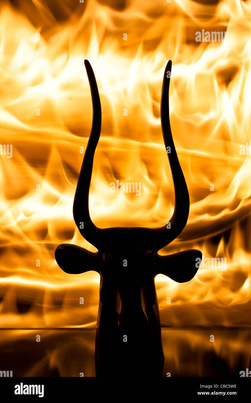 Devil woman with horn in a fire Stock Photo by ©fxquadro 110973372
