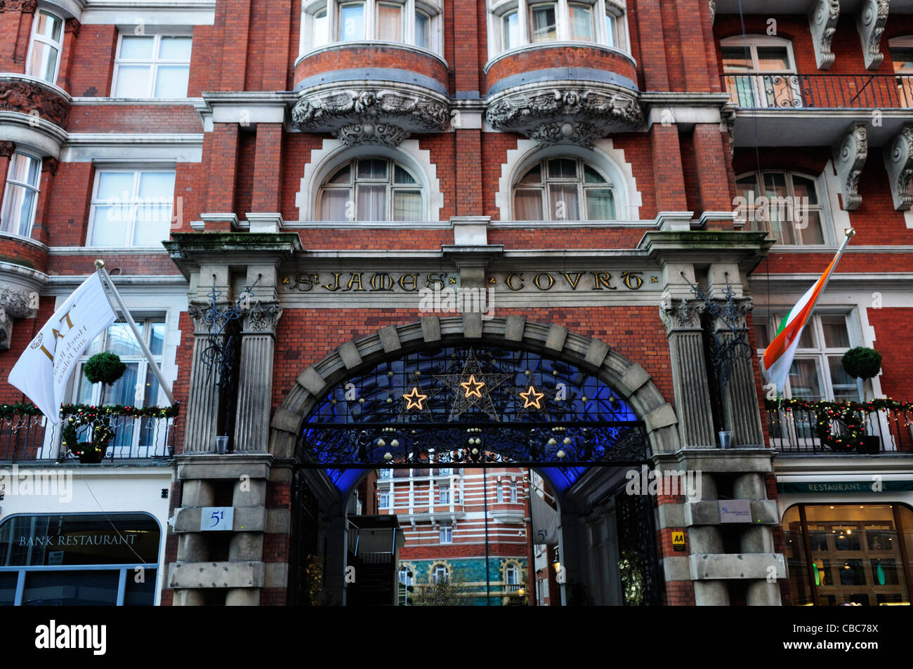 St James Court Crowne Plaza Hotel Facade, Buckingham Gate, London, England, UK Stock Photo