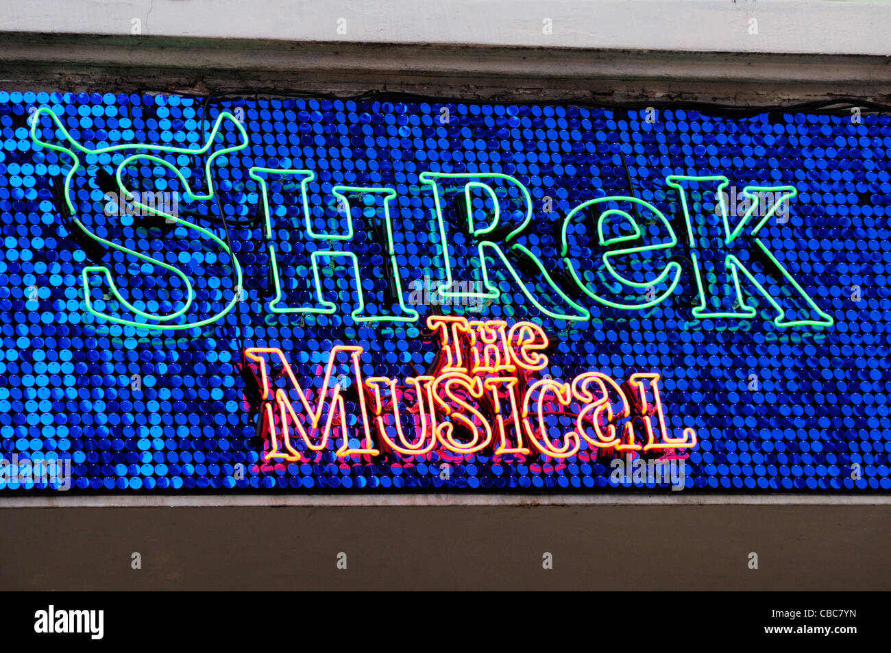 Shrek The Musical Sign, Theatre Royal, Drury Lane, London, England, UK Stock Photo