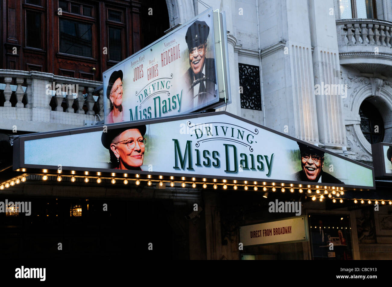 Driving Miss Daisy Billboard at Wyndham's Theatre, Charing Cross Road, London, England, UK Stock Photo