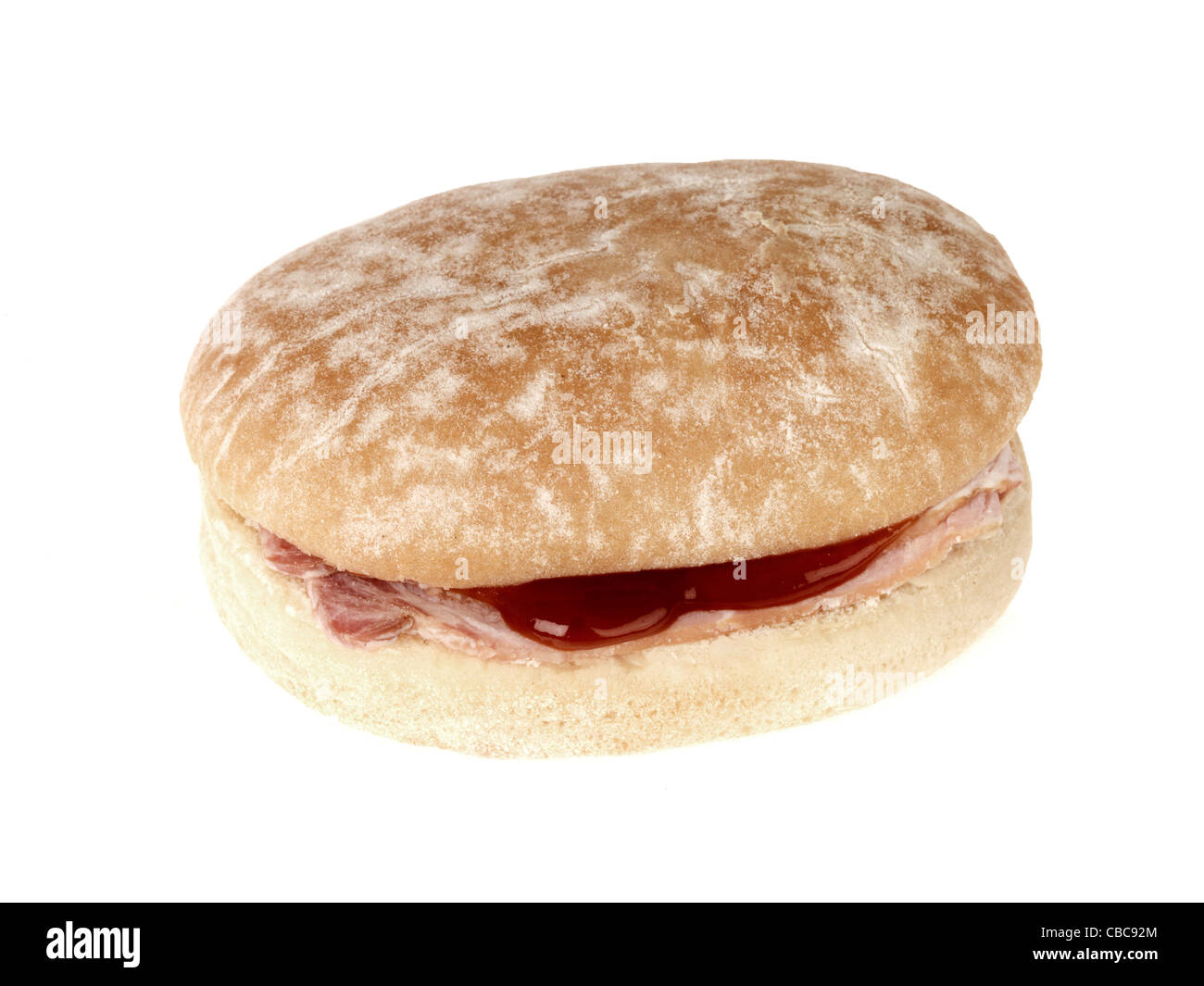 White bacon bap roll breakfast snack tomato ketchup bread bun Cut Out