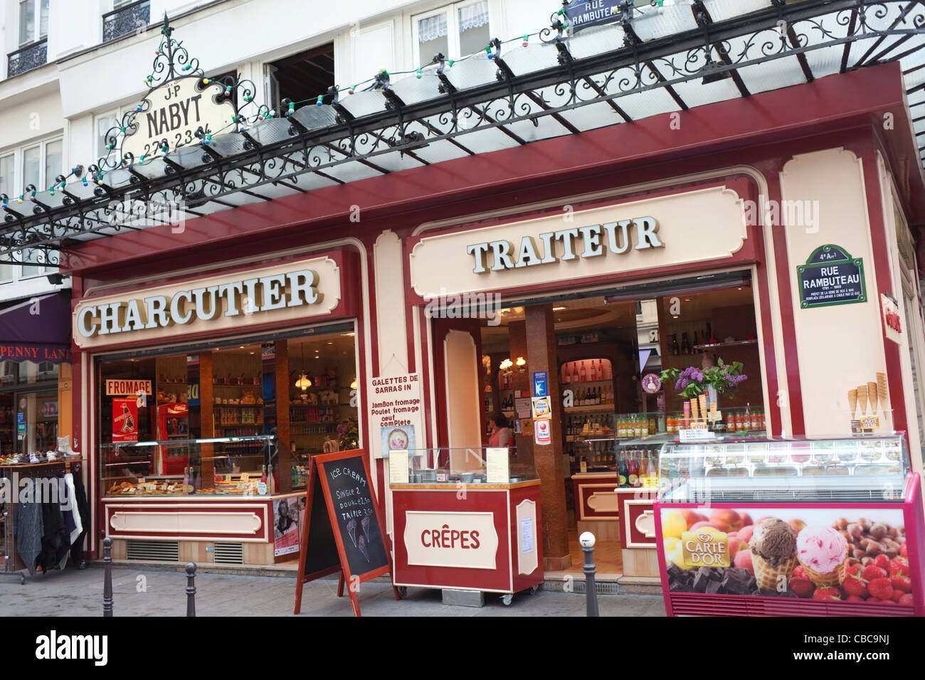 France, Paris, Traditional Meat Shop Facade Stock Photo Alamy