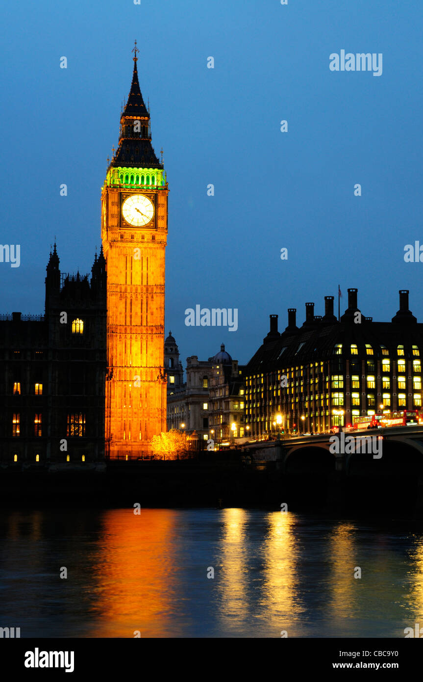 Big Ben at Dusk, Westminster, London, England, Uk Stock Photo