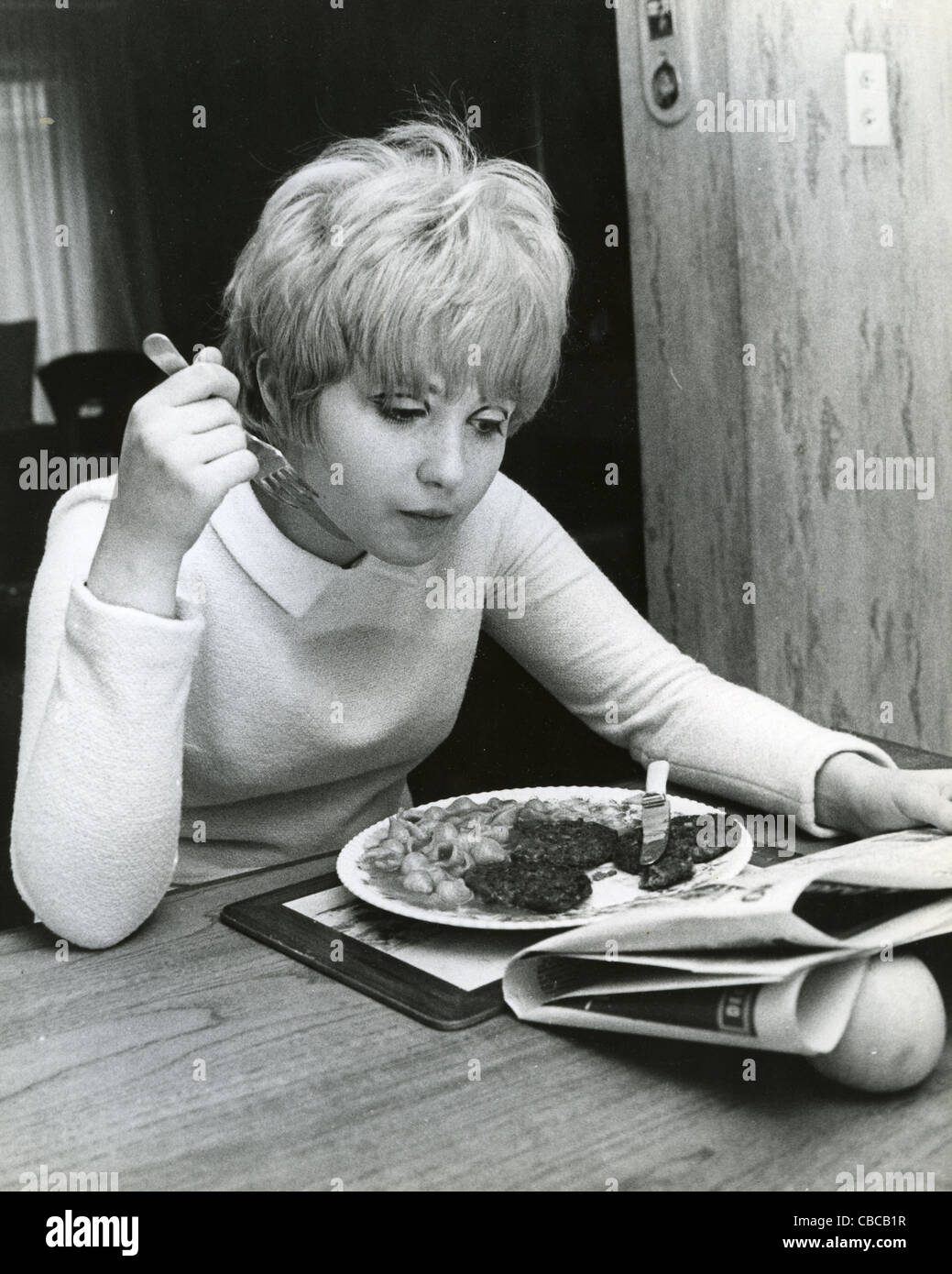 ADRIENNE POSTA  UK pop singer and actress at her London home in 1967 Stock Photo