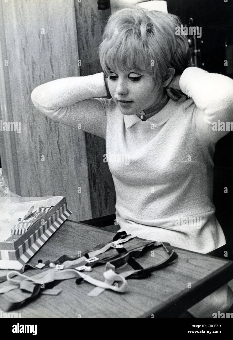 ADRIENNE POSTA  UK pop singer and actress at her London home in 1967 Stock Photo