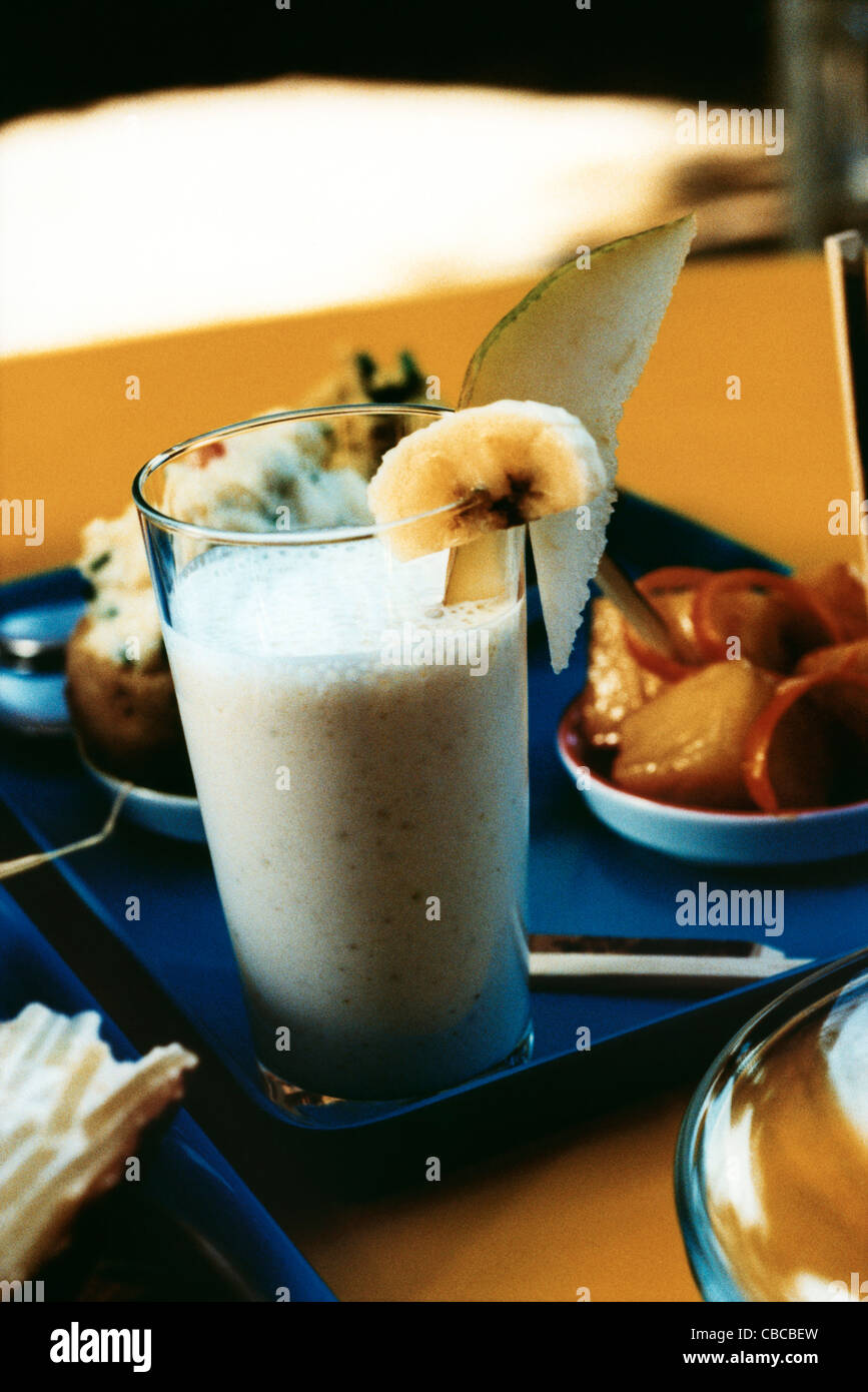 Banana and pear smoothie Stock Photo Alamy